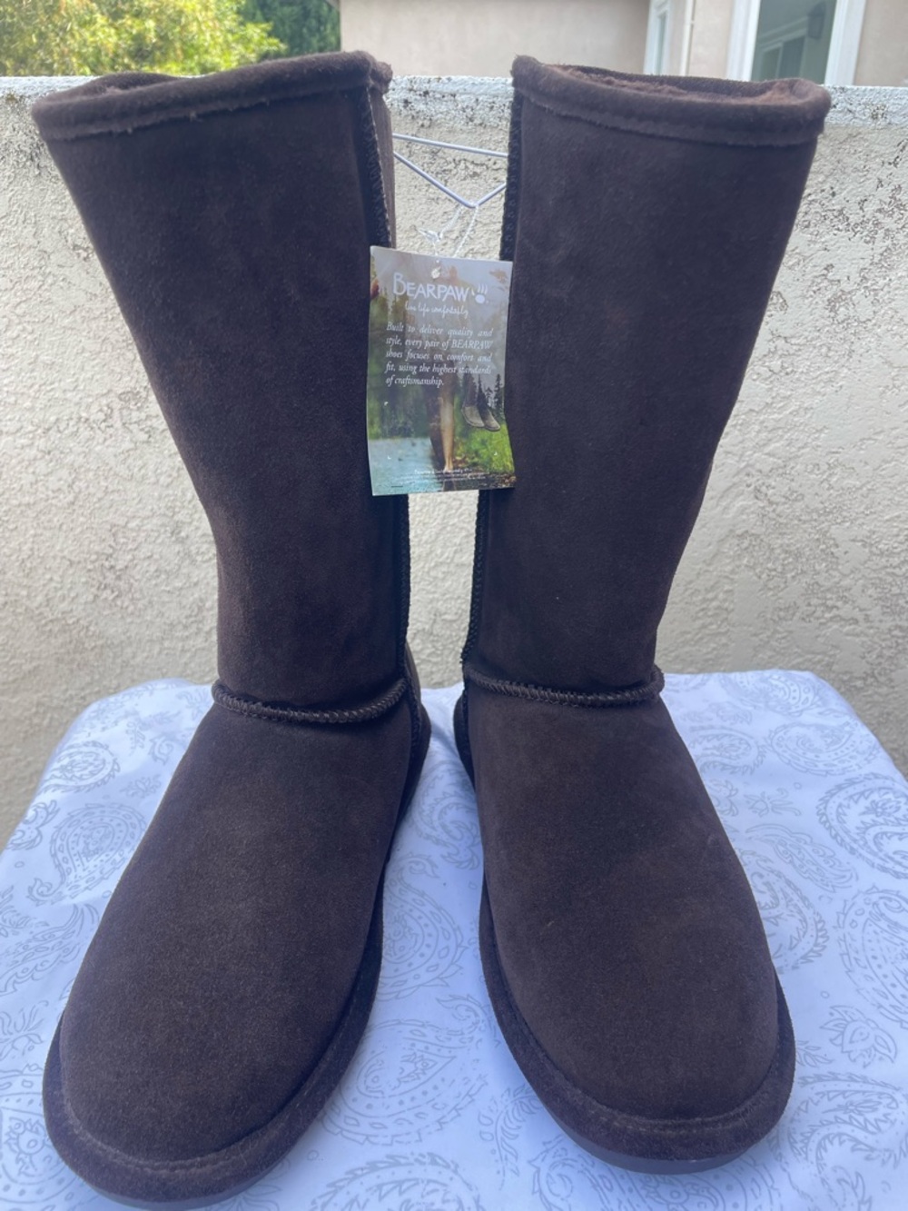 BearPaw Tall Suede Boots in Dark Brown